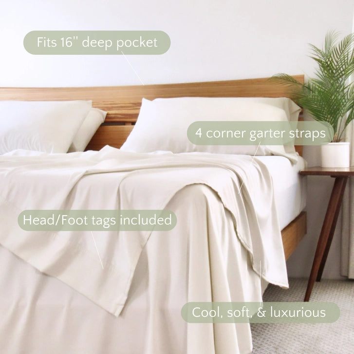 Copper Infused Bamboo Sheet Set - Powder White- Full Sized