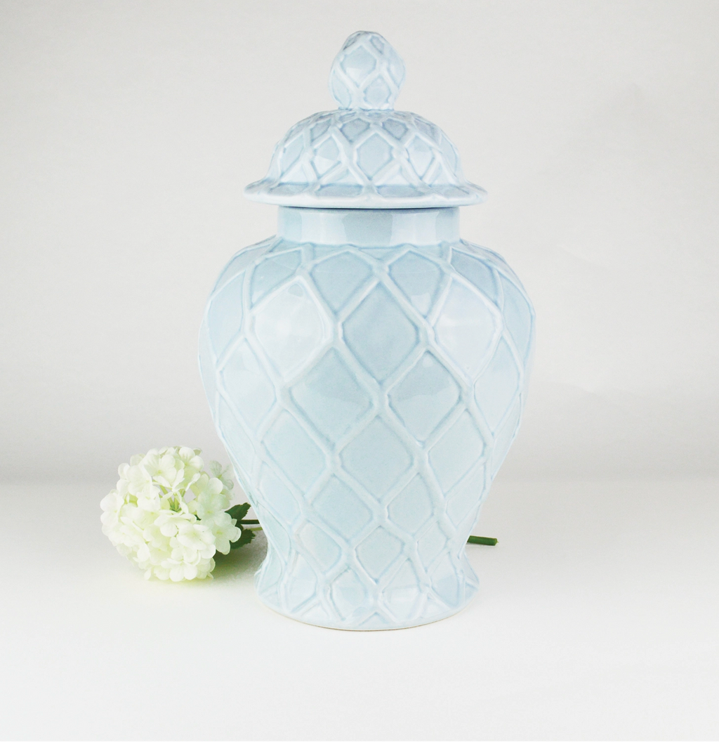 Powder Blue Textured Ginger Jar- Extra Large