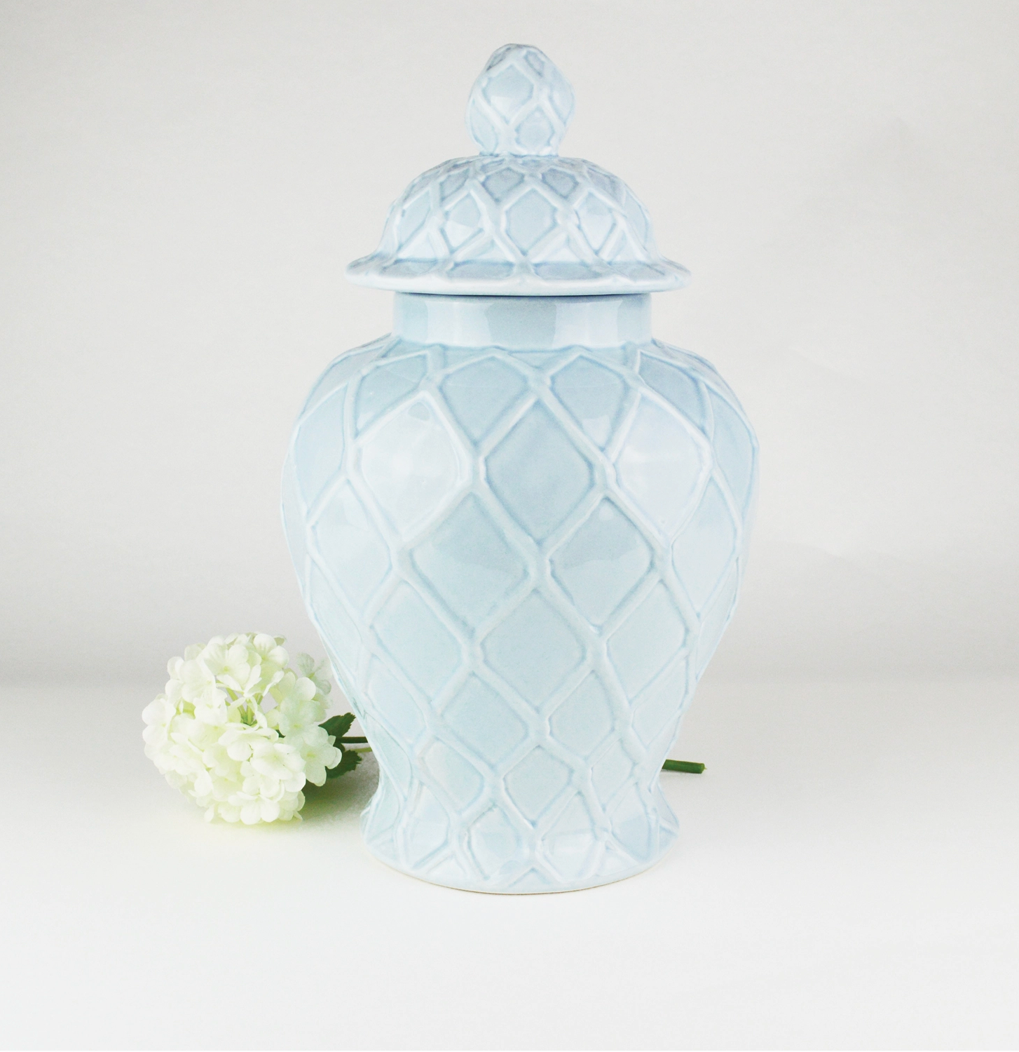 Powder Blue Textured Ginger Jar- Extra Large
