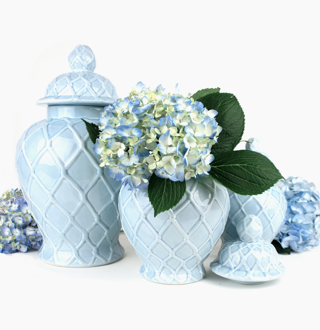 Powder Blue Textured Ginger Jar- Extra Large